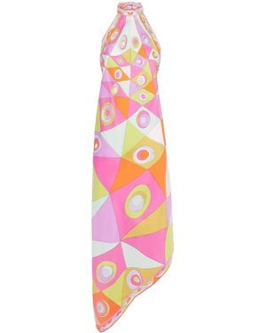 PUCCI Silk Printed Halterneck Midi Dress - Pink