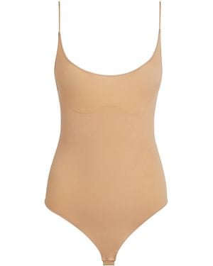Skims Sheer Thong Bodysuit - Brown