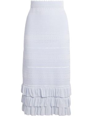 Maje Ruffled Pointelle-Knit Midi Skirt - White