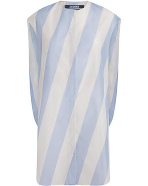 Jacquemus Cotton-Blend Stripe Mini Shirt Dress - Blue
