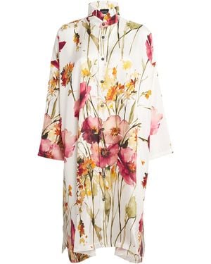Eskandar Floral Stand-Collar Shirt - White