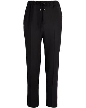 FIORONI CASHMERE Virgin Wool Drawstring Trousers - Black