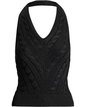 Ralph Lauren Silk Cable-Knit Halterneck Top - Black