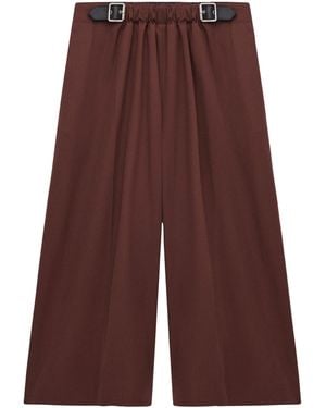 Loewe Cotton-Silk Buckled Cropped Wide-Leg Pants - Purple