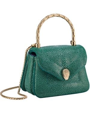 BVLGARI Leather Serpenti Reverse Top-Handle Bag - Green