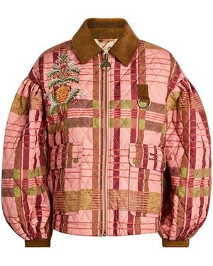 Barbour X Farm Rio Ana-Clara Quilted Jacket - Red