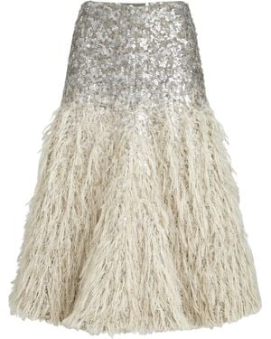 Brunello Cucinelli Dazzling Fil Coupé Midi Skirt - Natural