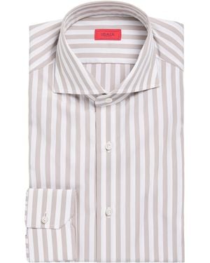 Isaia Cotton Stripe Shirt - White