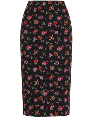 Dolce & Gabbana Stretch-Silk Floral Midi Skirt - Black