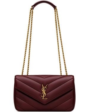 Saint Laurent Small Leather Loulou Shoulder Bag - Red