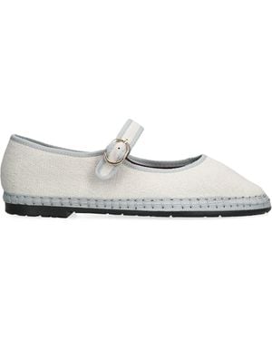 Flabelus Linen Dalloway Mary Janes - White