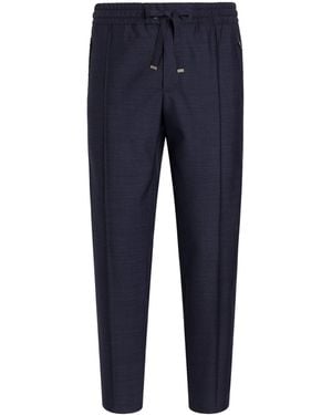 Dolce & Gabbana Virgin Wool Drawstring Trousers - Blue