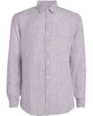 Sunspel Linen Stripe Shirt - Purple