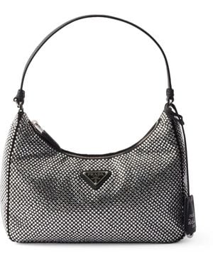 Prada Embellished Re-Edition 2005 Shoulder Bag - Grey