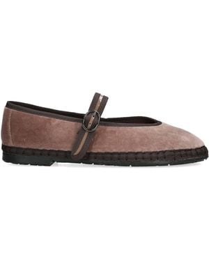 Flabelus Velvet Pierre Mary Janes - Brown