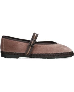Flabelus Velvet Pierre Mary Janes - Brown