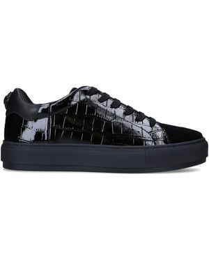 Kurt Geiger Croc-Embossed Leather Laney Sneakers - Black