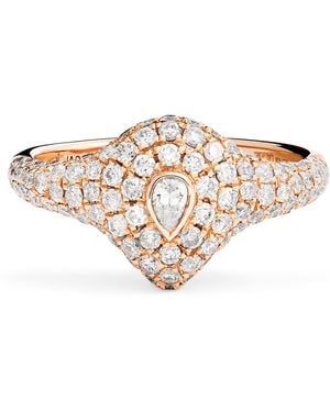 Jacquie Aiche And Diamond Teardrop Signet Ring - White