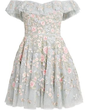 Needle & Thread Floral Antoinettes Mini Dress - White