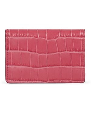 Smythson Leather Mara Folded Card Holder - Pink