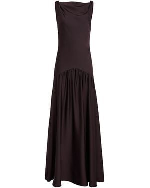 Roland Mouret Satin Drop-Waist Gown - Black