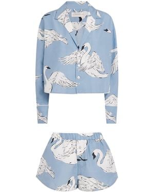 Olivia Von Halle Cotton-Silk Lucia Laia Short Pyjama Set - Blue