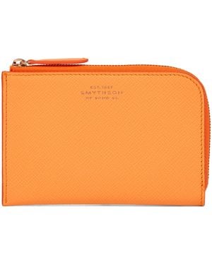 Smythson Small Panama Leather Flat Pouch - Orange
