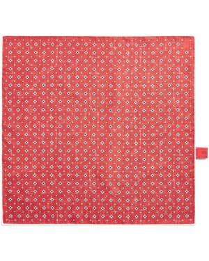 Isaia Geometric Print Pocket Square - Red