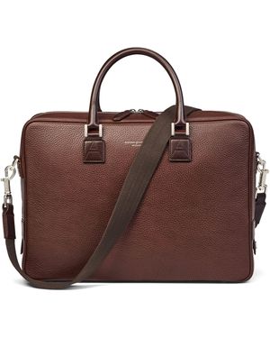 Aspinal of London Leather Mount Street Briefcase Bag - Brown