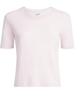 L'Agence Organic Cotton Stormy Cropped T-Shirt - Pink