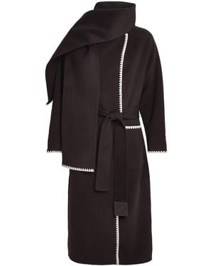 Maje Wool-Blend Wrap Coat - Black