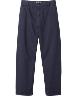 Miu Miu Cotton Gabardine Straight Trousers - Blue