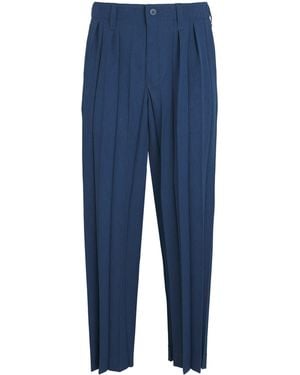 Homme Plissé Issey Miyake Edge Pleat Straight Trousers - Blue