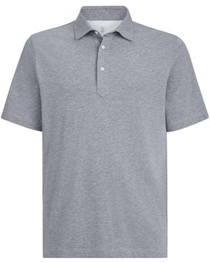 Brunello Cucinelli Cotton Jersey Polo Shirt - Grey