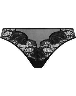 Hanro Lace-Trim Lysia Thong - Black