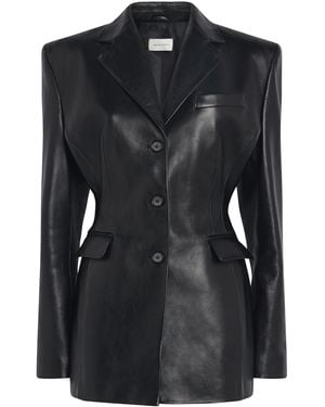Magda Butrym Leather Fitted Blazer - Black