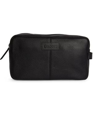 Barbour Leather Highgate Wash Bag - Black