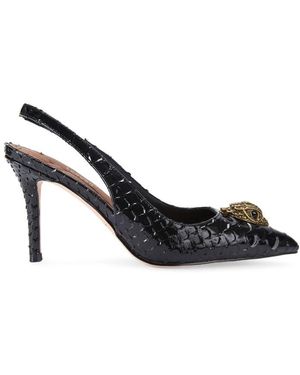 Kurt Geiger Snake-Effect Belgravia Slingback Court Shoes - Black