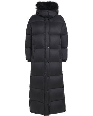 Yves Salomon Down Fur-Trim Extra-Long Puffer Jacket - Black