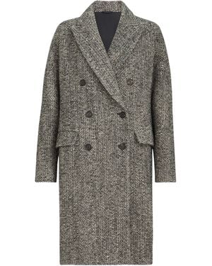Brunello Cucinelli Wool-Blend Herringbone Coat - Gray
