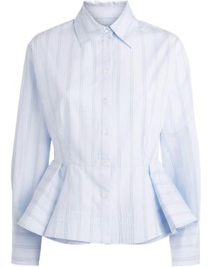 Sandro Cotton Stripe Peplum Shirt - Blue