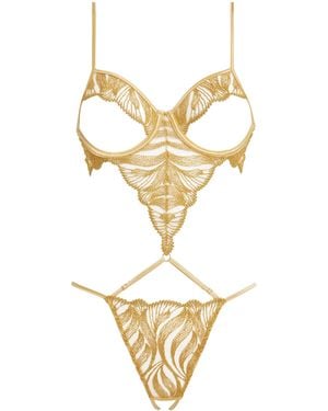 Coco De Mer Lace Open Wired Celeste Bodysuit - Metallic