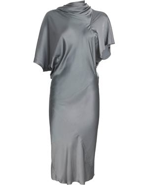 Rick Owens Satin Asymmetric Seb Midi Dress - Grey