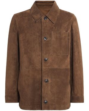 Yves Salomon Suede Overshirt - Brown