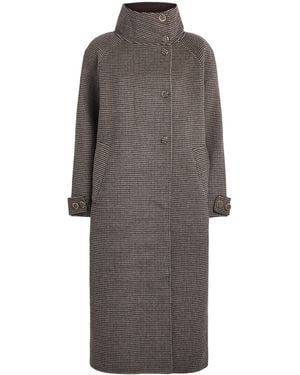 Sandro Wool-Blend Check Coat - Grey