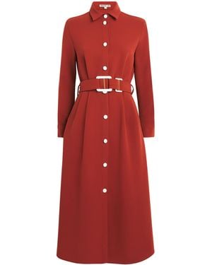 Edeline Lee Belted Echo Midi Shirt Dress - Red