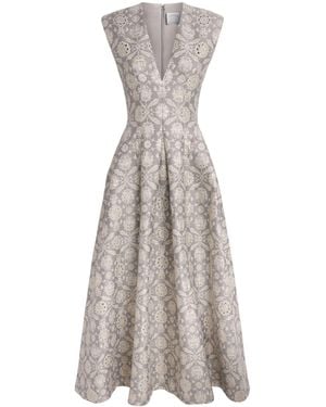 Huishan Zhang Metallic Jacquard Kyle Midi Dress - Grey