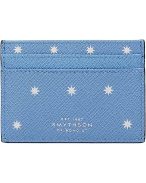 Smythson Panama Leather Stars Card Holder - Blue