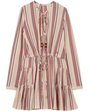 Burberry Cotton Voile Striped Mini Dress - Pink