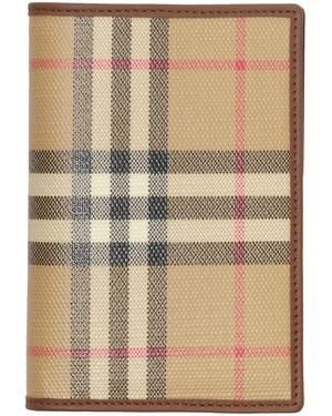 Burberry Check Folding Card Holder - Natural